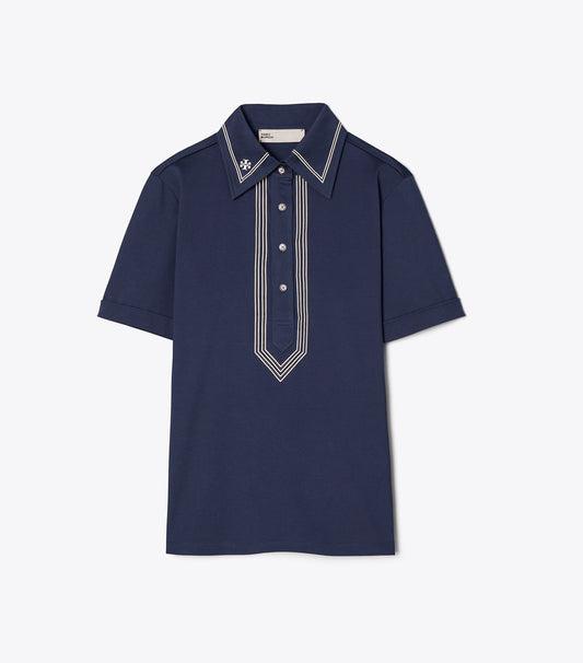 Tory Burch Mercerized Cotton Retro Polo - Tory Navy