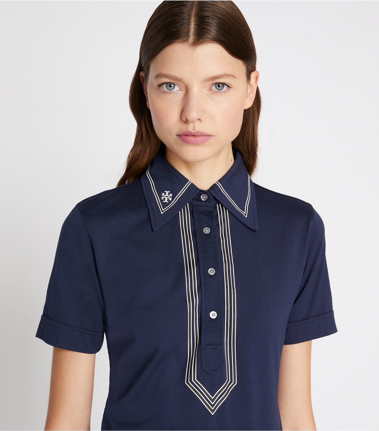 Tory Burch Mercerized Cotton Retro Polo - Tory Navy