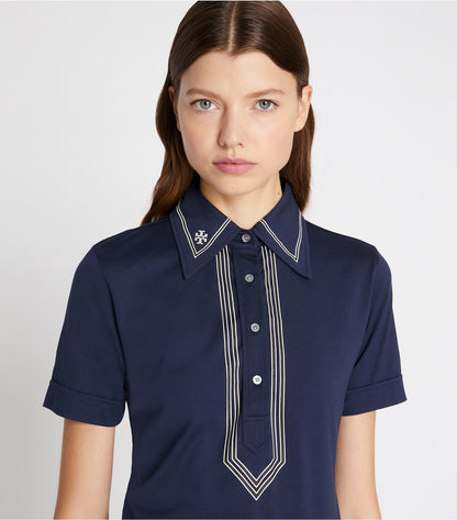 Tory Burch Mercerized Cotton Retro Polo - Tory Navy