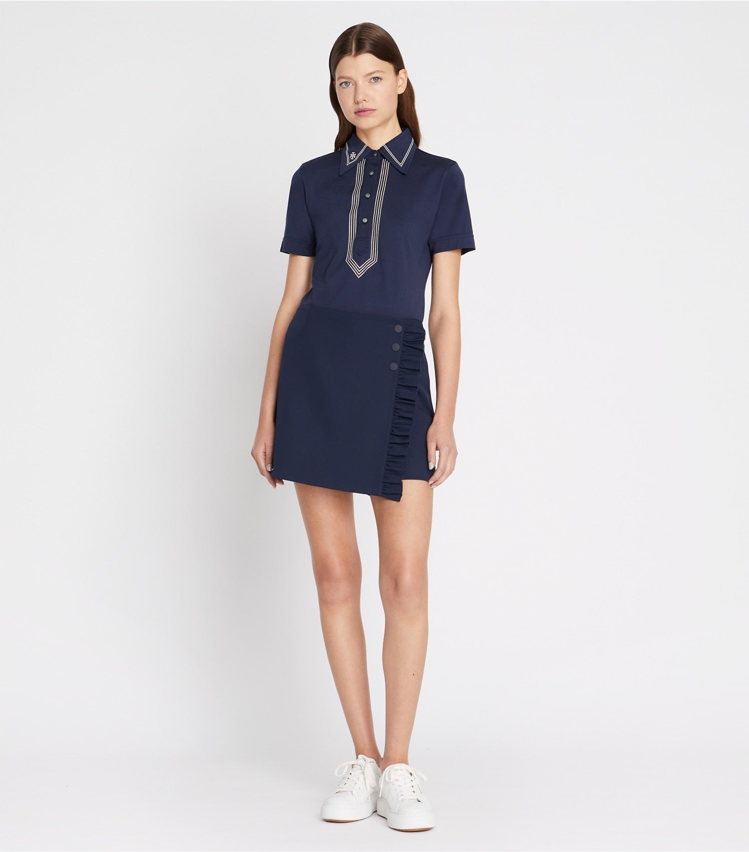 Tory Burch Mercerized Cotton Retro Polo - Tory Navy