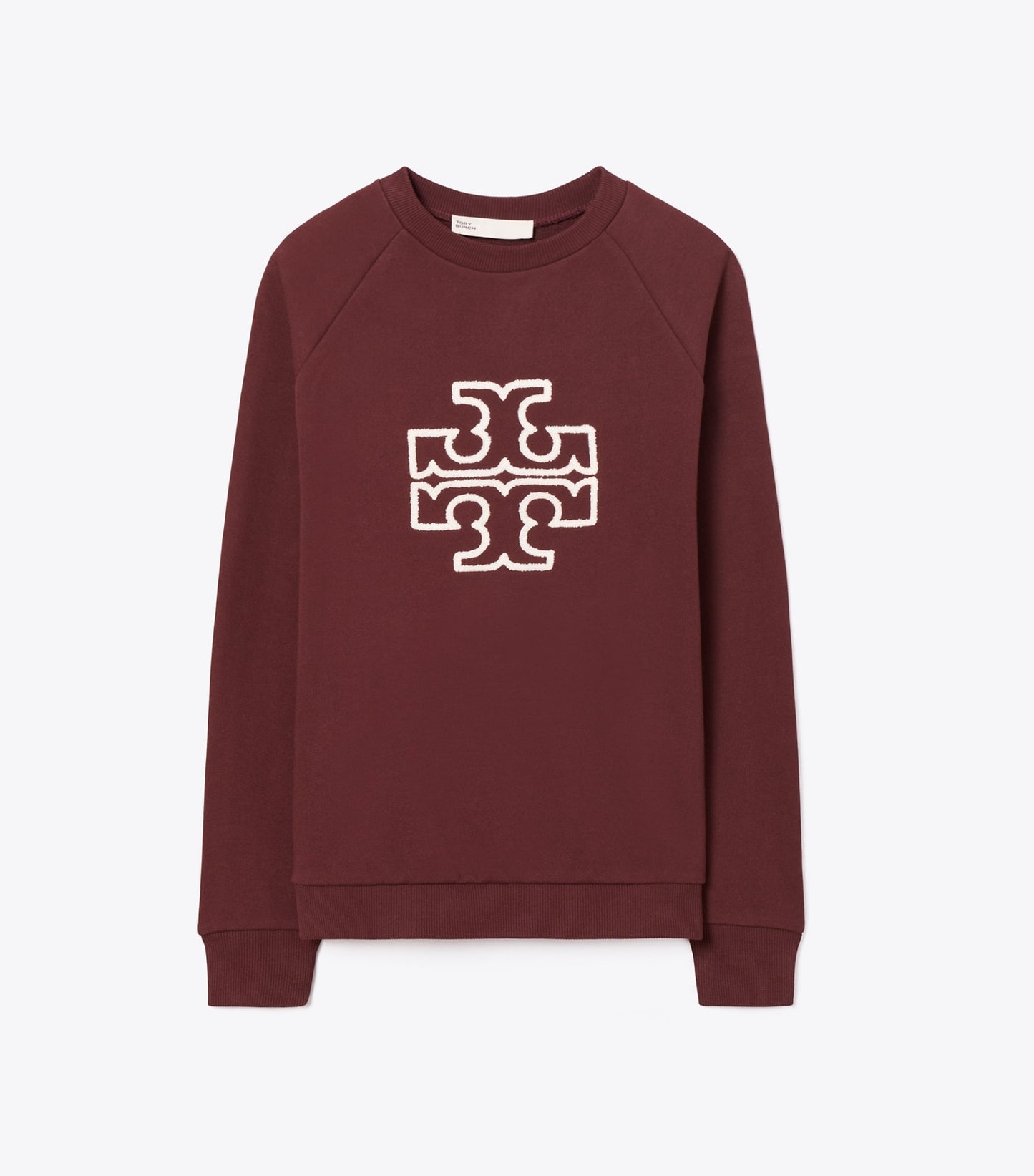 Tory Burch Heavy French Terry Logo Crewneck - Dark Sangria