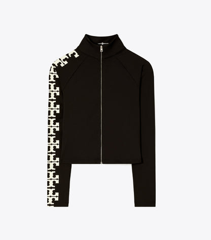 Tory Burch Nylon Logo Zip Top - Black T Logo Row