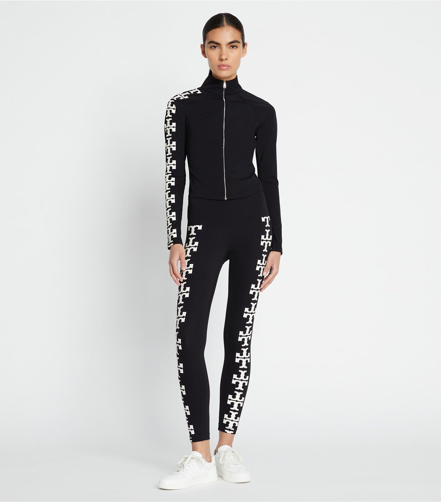 Tory Burch Compression Logo 7/8 Legging - Black T Logo Row