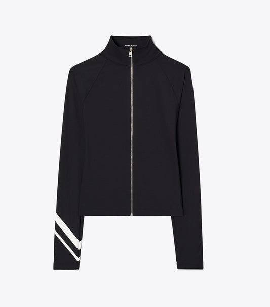 Tory Burch Chevron Full-Zip Jacket - Black
