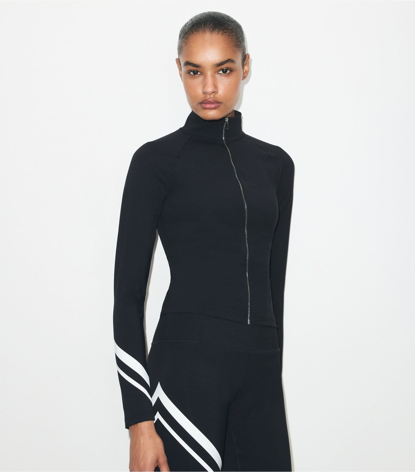 Tory Burch Chevron Full-Zip Jacket - Black