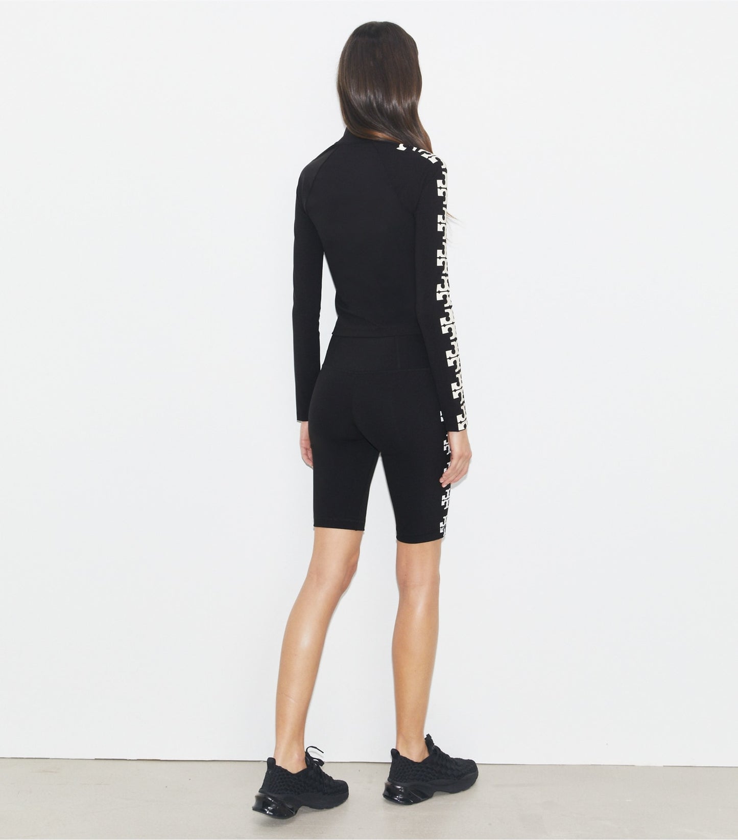 Tory Burch Compression Logo Bike Short - Black T Logo Row