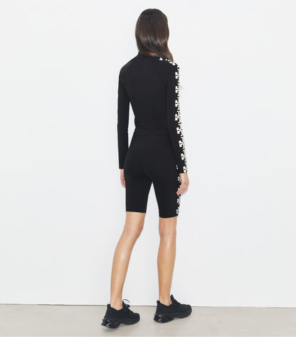 Tory Burch Compression Logo Bike Short - Black T Logo Row