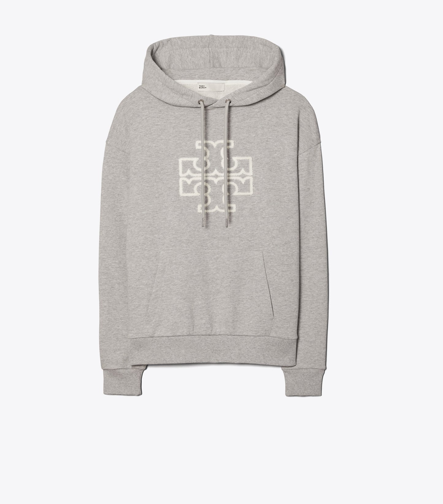 Tory Burch Heavy French Terry Logo Hoodie - Medium Grey Heather