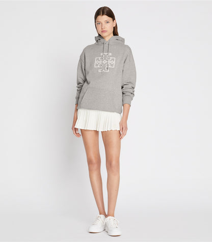 Tory Burch Heavy French Terry Logo Hoodie - Medium Grey Heather
